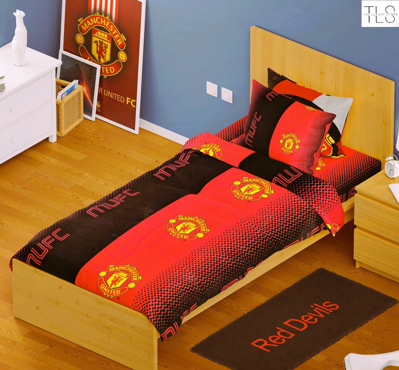 Manchester United “Red Devils” Single Bed Set – Premium Fan Edition