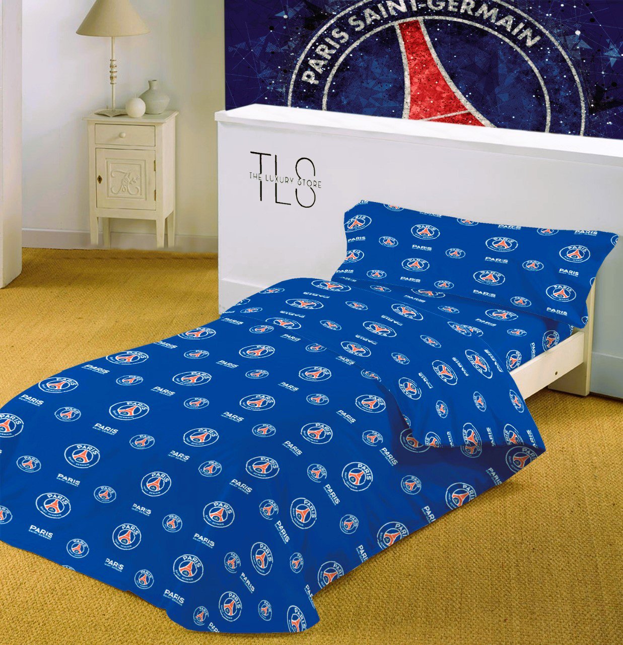 Paris Saint-Germain (PSG) Single Bed Set – Classic Blue Edition