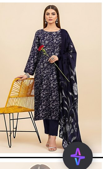 Elegant Navy Blue Floral 3-Piece Slub Linen Suit π