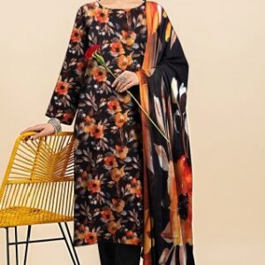 : Elegant Black Floral 3-Piece Slub Linen Suit 🌺