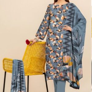 Soothing Blue Floral 3-Piece Slub Linen Suit 🌿