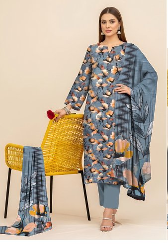 Soothing Blue Floral 3-Piece Slub Linen Suit 🌿