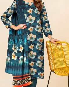 Teal Blue Floral 3-Piece Slub Linen Suit 🌸