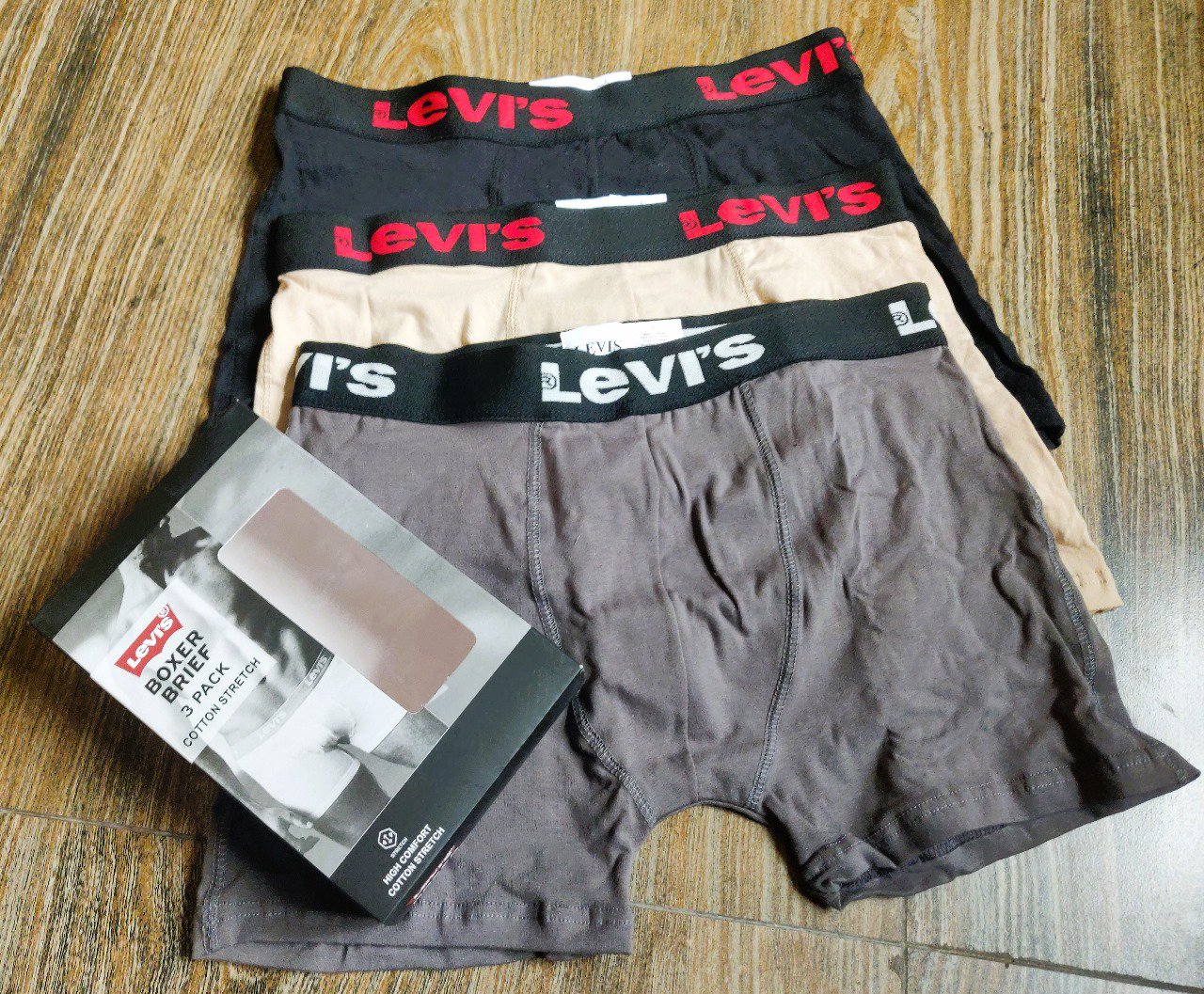 Levi’s Men’s Premium Boxer Briefs – 3 Pack Cotton Stretch