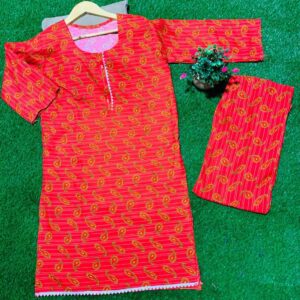 Bright Red Paisley Print Khaddar Suit ❤️✨