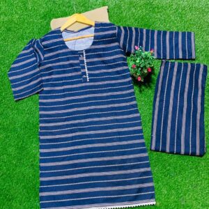 Elegant Navy Blue Striped Khaddar Suit 💙✨