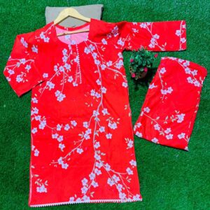Cherry Blossom Red Khaddar Suit 🌸❤️