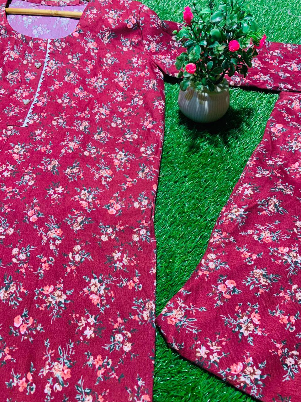 : Maroon Floral Khaddar Suit – Graceful Winter Collection 🌺