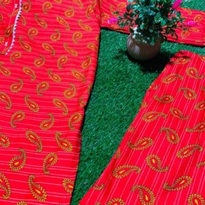 Traditional Red Paisley Khaddar Suit – Premium Winter Collection