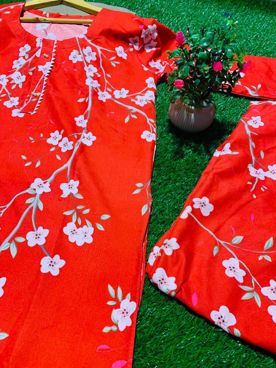 Cherry Red Floral Khaddar Suit β Elegant Winter Style ππΈ