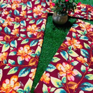 Maroon Floral Khaddar Suit – Vibrant Winter Wear 🌺