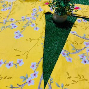 Sunny Yellow Floral Khaddar Suit – Premium Winter Collection 🌼