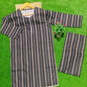 Elegant Striped Khaddar Suit – Classic Winter Collection