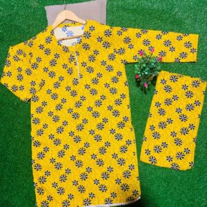 Yellow Floral Printed Khaddar Suit – Premium Winter Collection 🌼