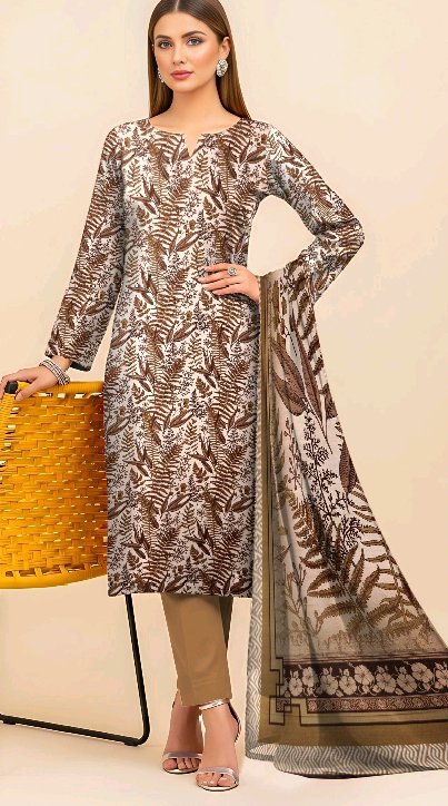 Earthy Tones Printed Linan Suit